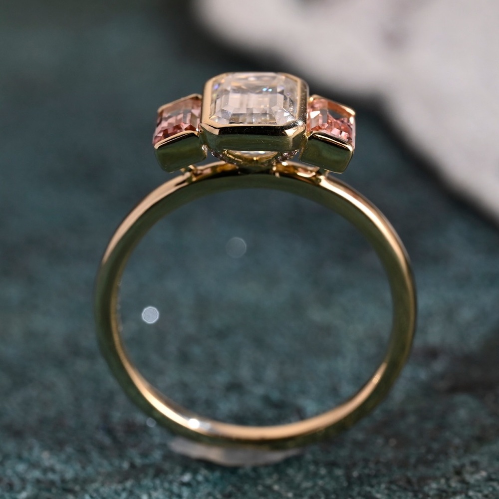 Emerald Cut 3 Stone Ring - image 2